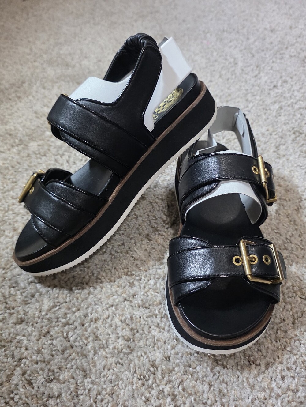 Vince Camuto Black Chunky Platform Buckle Sandals 🖤✨ Size 7.5 NWOT